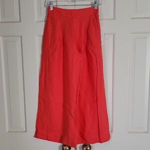 Athleta Playa Linen Wide Leg Crop Ankle Pants Orange Sz 0 Nwt